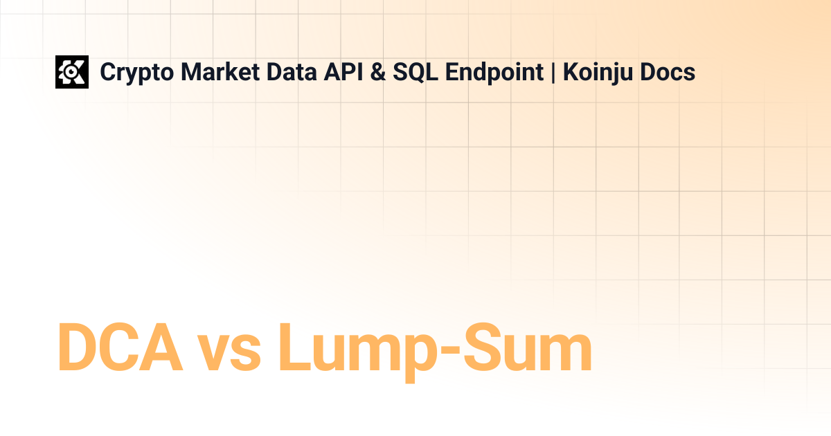 DCA vs Lump-Sum | Crypto Market Data API & SQL Endpoint | Koinju Docs
